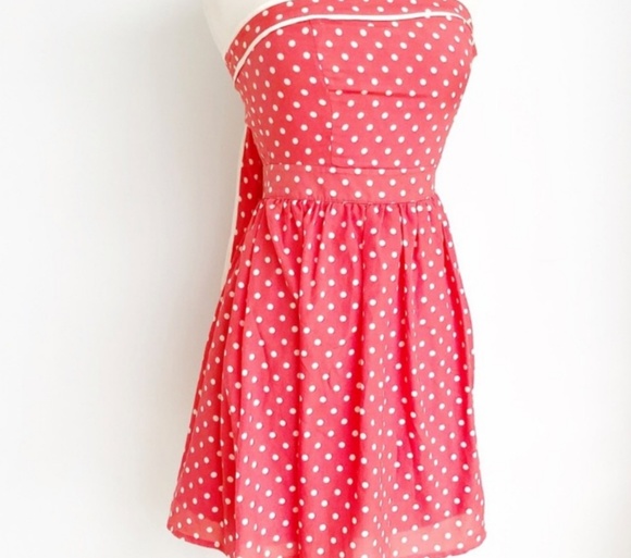 coral polka dot dress